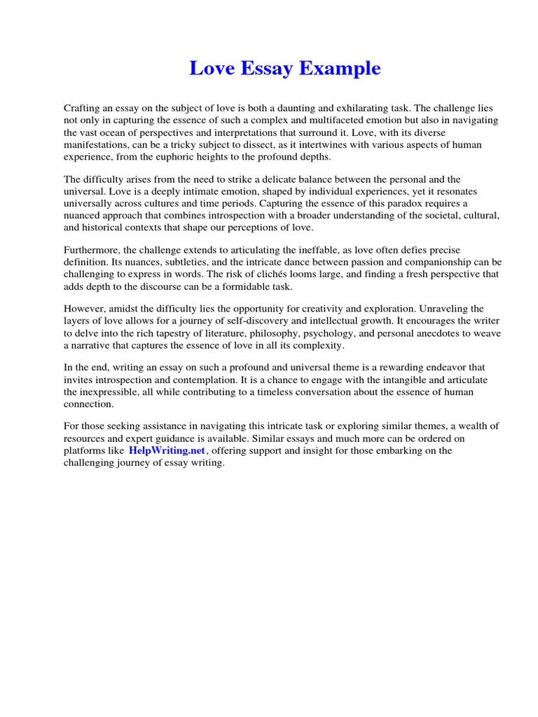 Love Essay Example PDF