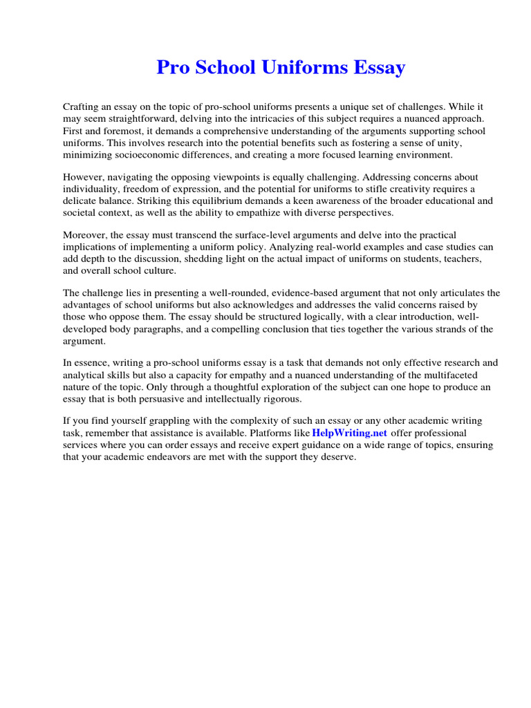 Pro School Uniforms Essay PDF Employment Essays