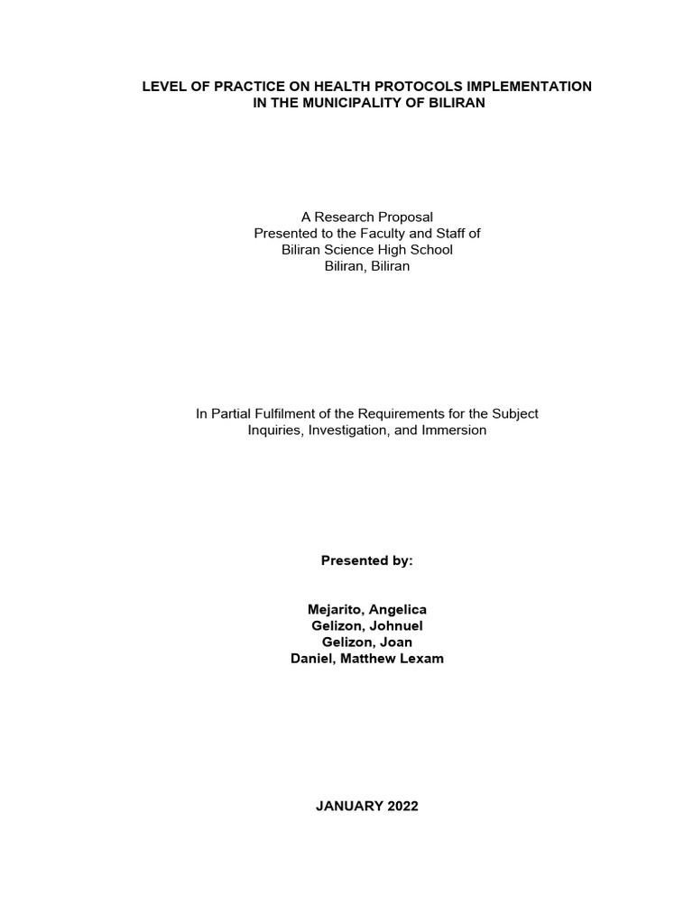 Health Protocols in Biliran Municipality | PDF | Survey Methodology | Virus