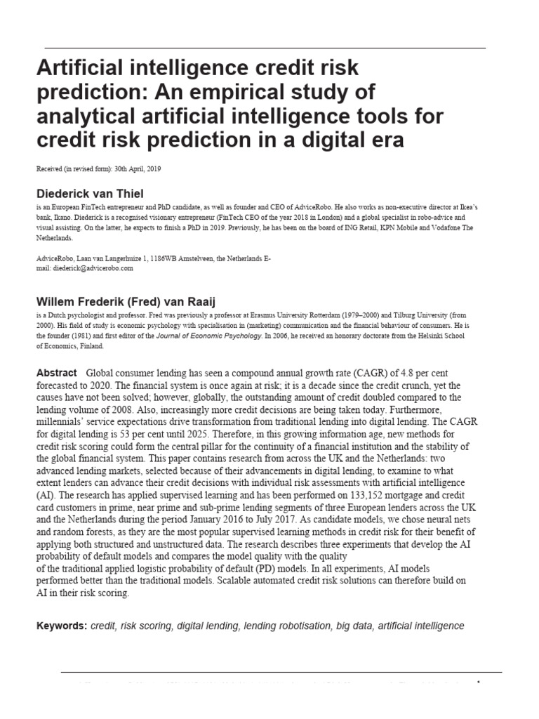 AI in Credit Risk Prediction Study | PDF | Basel Iii | Credit