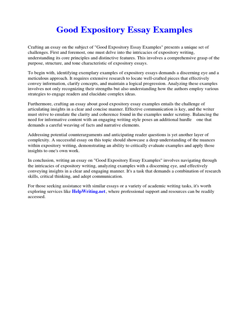 Good Expository Essay Examples PDF Essays