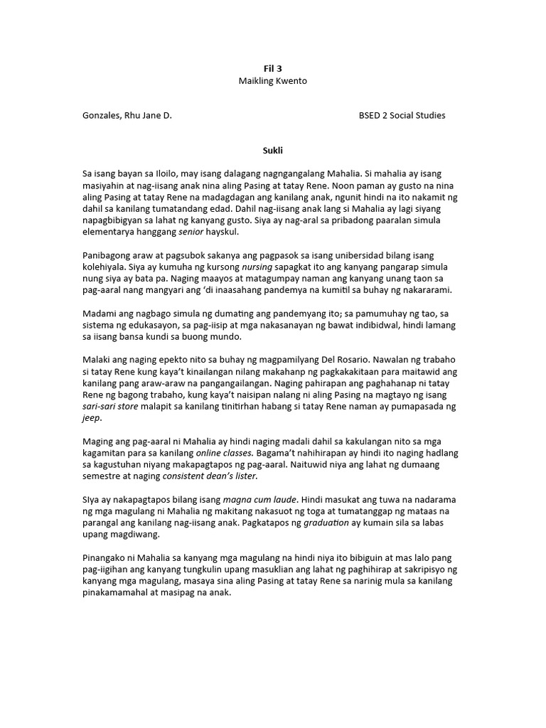 Maikling Kwento | PDF