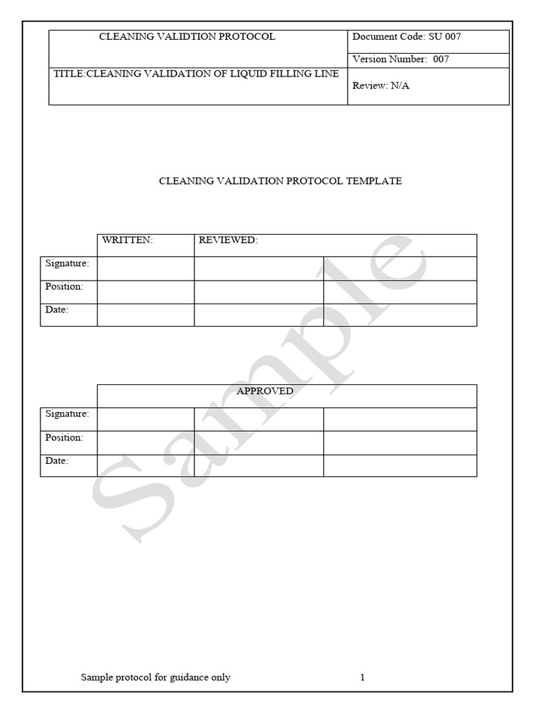 Sample cleaning validation protocol pdf physical sciences chemistry