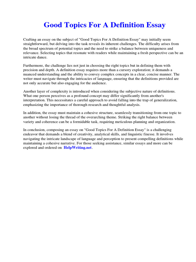 Good Topics For A Definition Essay PDF Coronary Artery Disease Fat