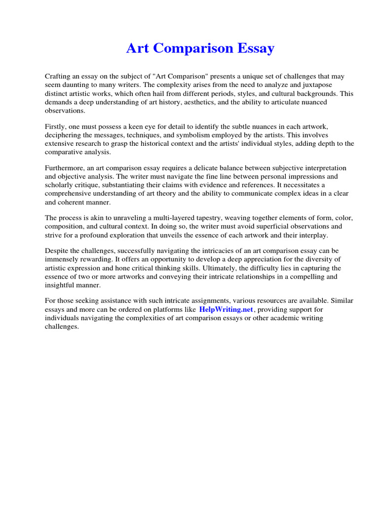 Art Comparison Essay PDF Methamphetamine Hamlet