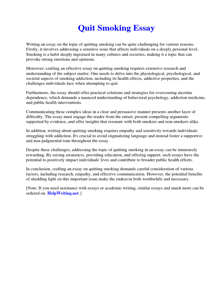 Quit Smoking Essay PDF Smoking Cessation Smoking