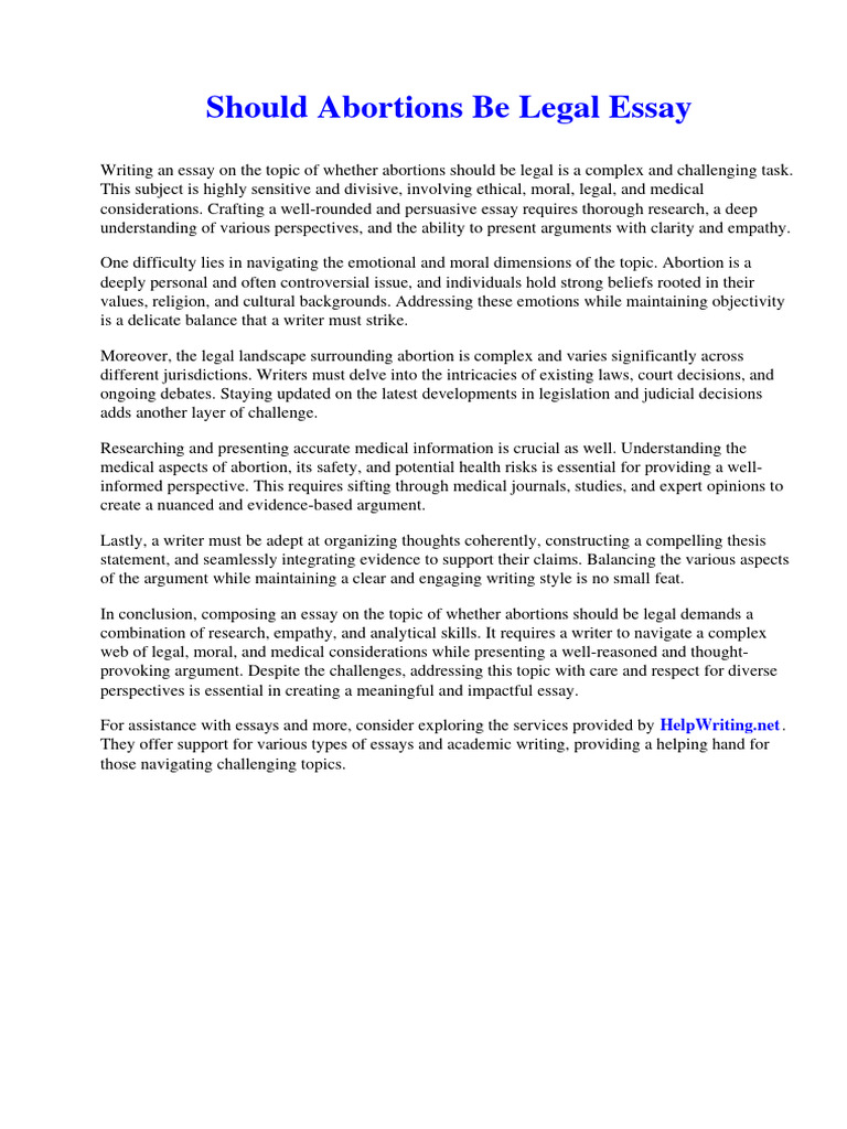 Should Abortions Be Legal Essay | PDF | Communism | Psychological ...