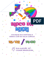 Branco Colorido Carnaval Bloco Aniversário Convite Virtual