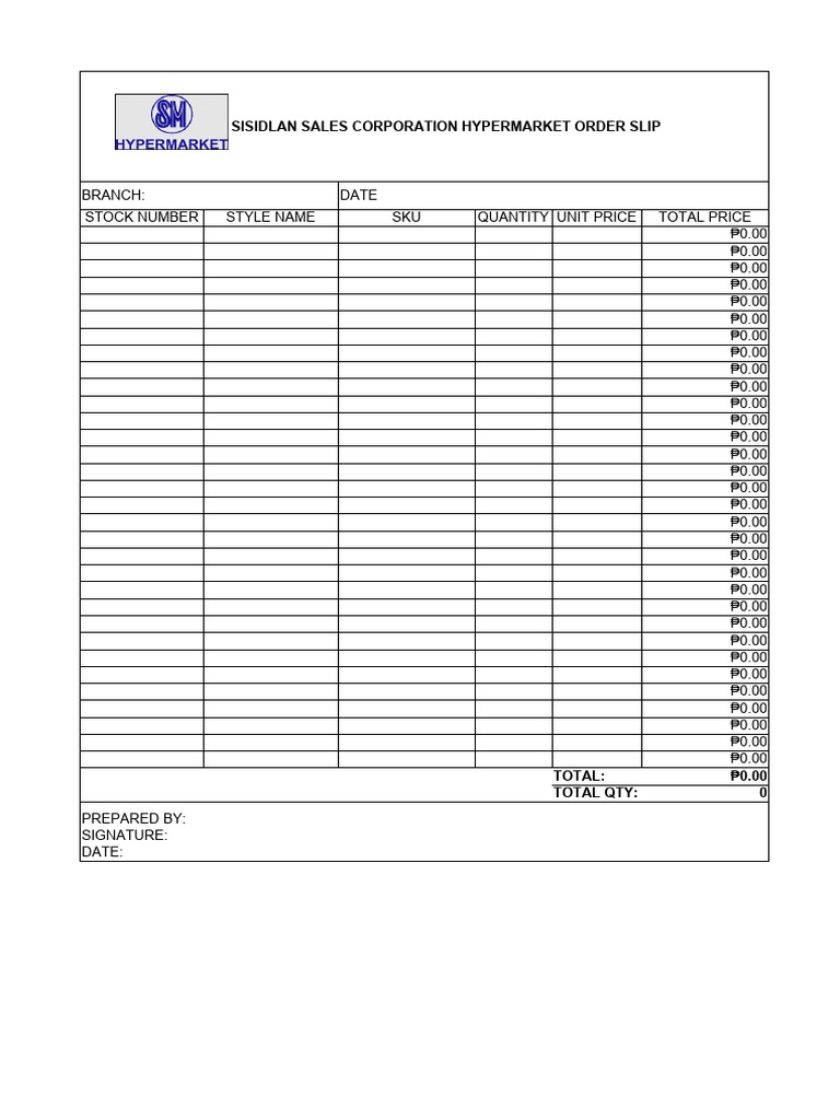 Sisidlan Sales Corp Order Slip Template | PDF | Financial Markets ...