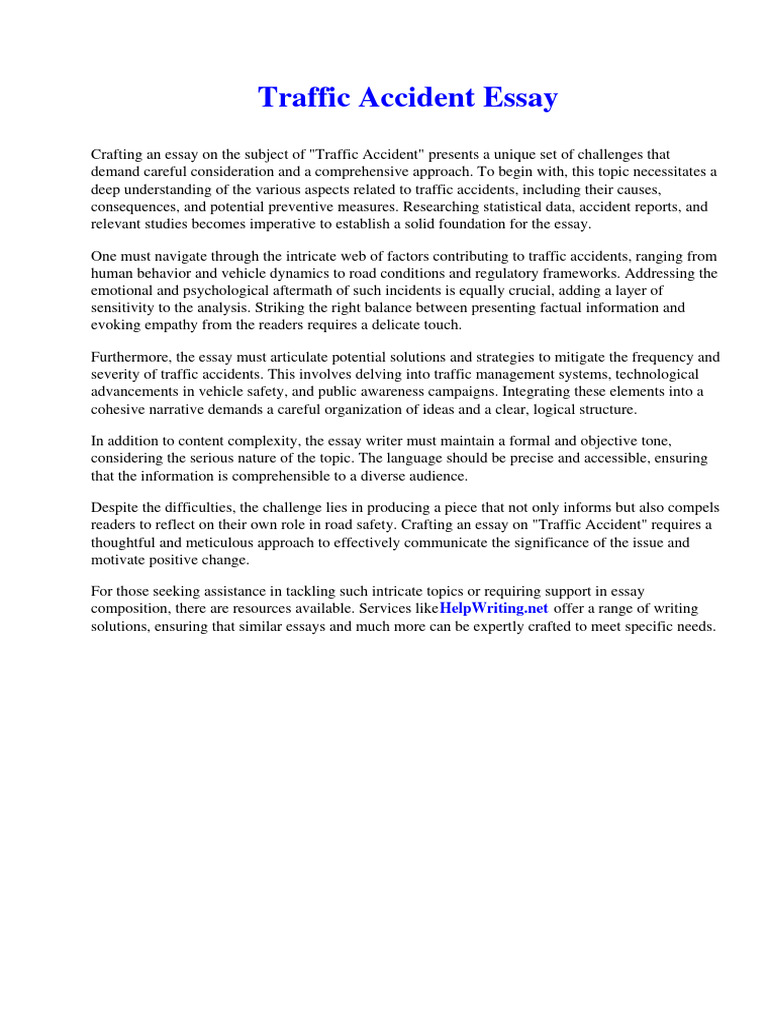 Ielts Essay, Topic: Traffic Accidents – YKFGZG