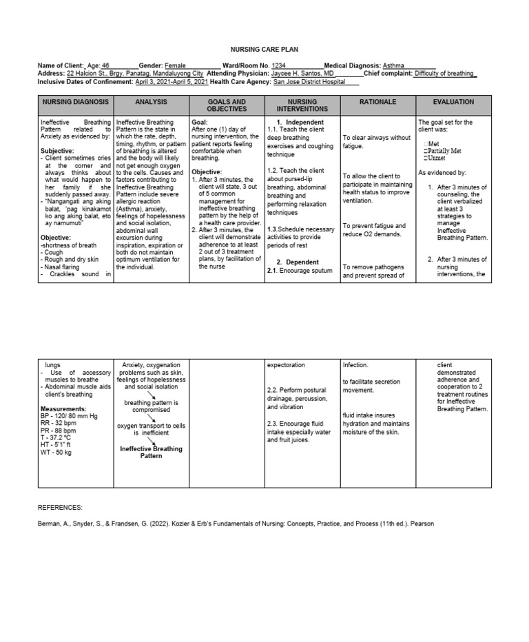 Module 4 Nursing Care Plan Sample | PDF | Breathing | Nursing