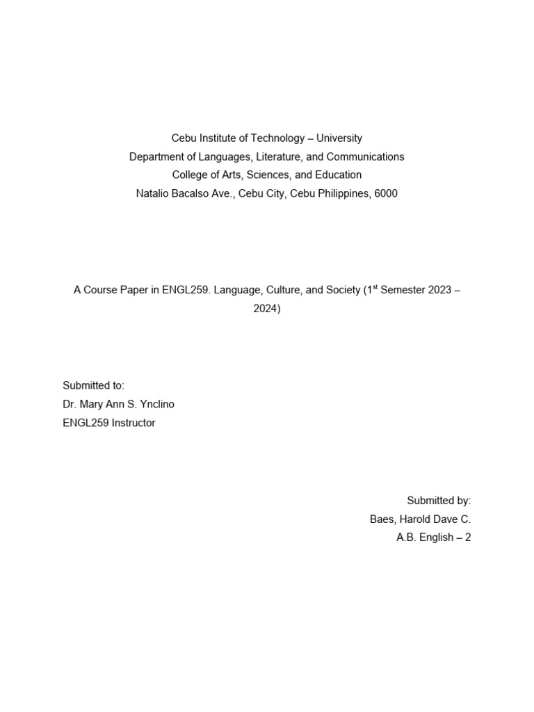 A Course Paper in COMM 231ENGL259 | PDF | Second Language | Behaviorism