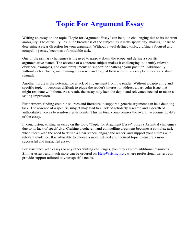 Topic For Argument Essay PDF Essays Ice Hockey