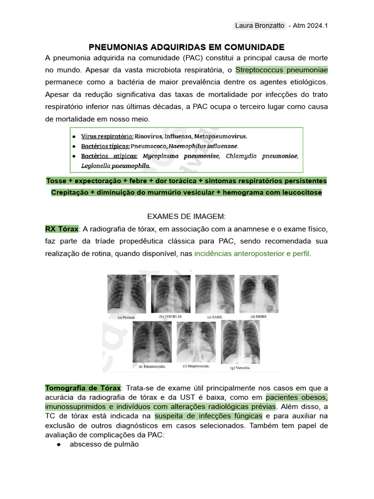 Pneumonia Comunitária: Diagnóstico e Tratamento | PDF | Pneumonia ...