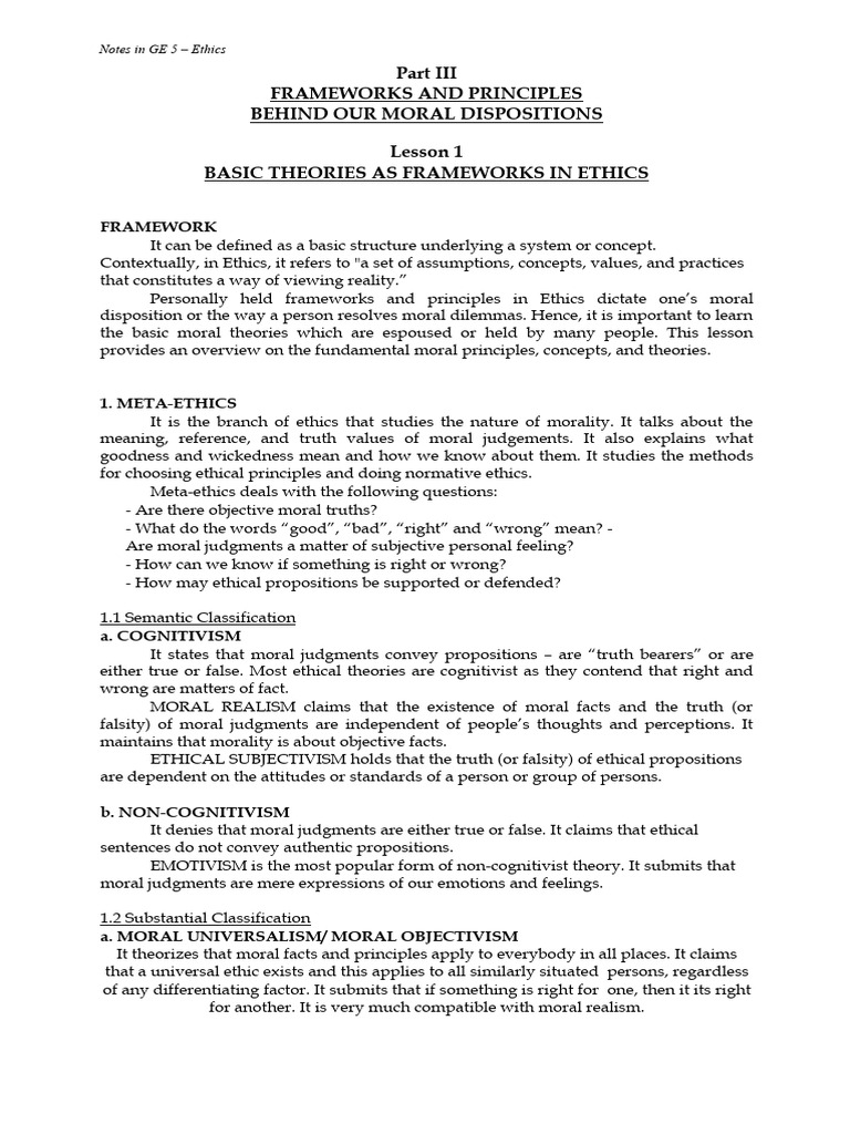 3.1 Basic Theories As Frameworks in Ethics | PDF | Morality | Ethical ...