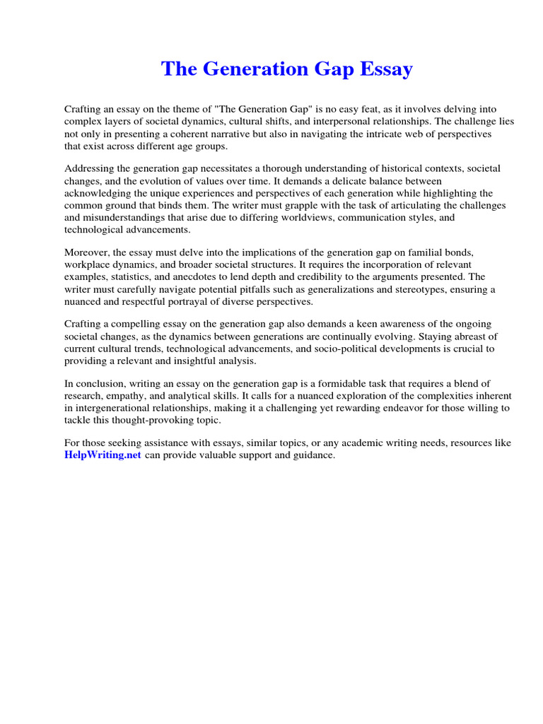 What Is Generation Gap Essay