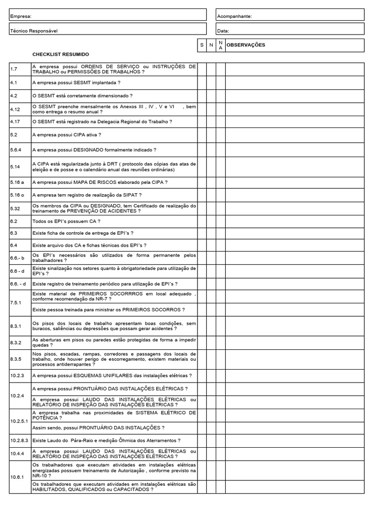Cópia de check-list_Nao Conformidades_2009_REV1 | PDF | Empilhadeira ...