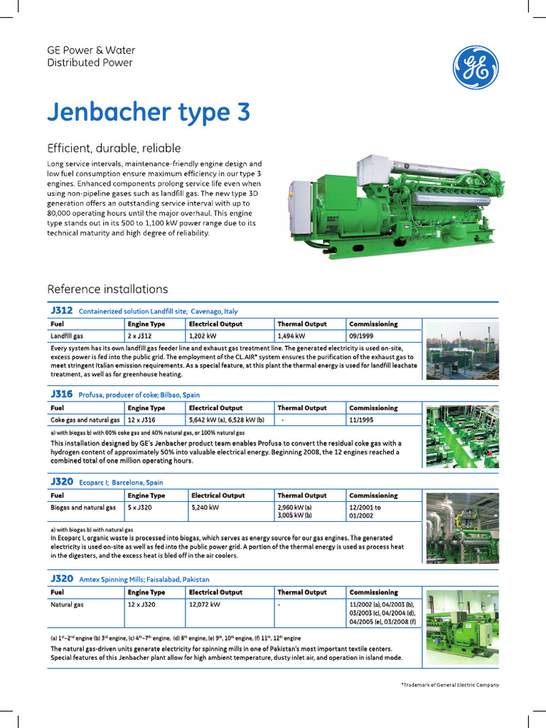 GE - Engine Type Sheet - Type 3 - EN - 2015 - RZ | PDF | Engines | Biogas