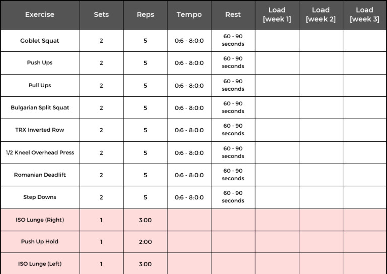 Phase 1 Workout Chart Pdf