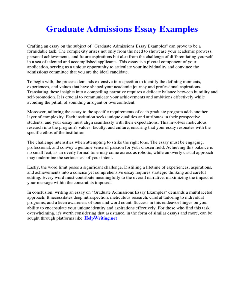 Graduate Admissions Essay Examples | PDF | Batson V. Kentucky