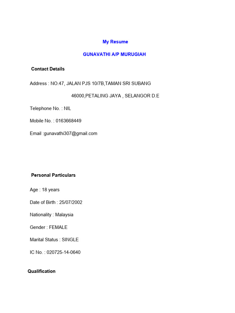 Gunavathi Resume | PDF