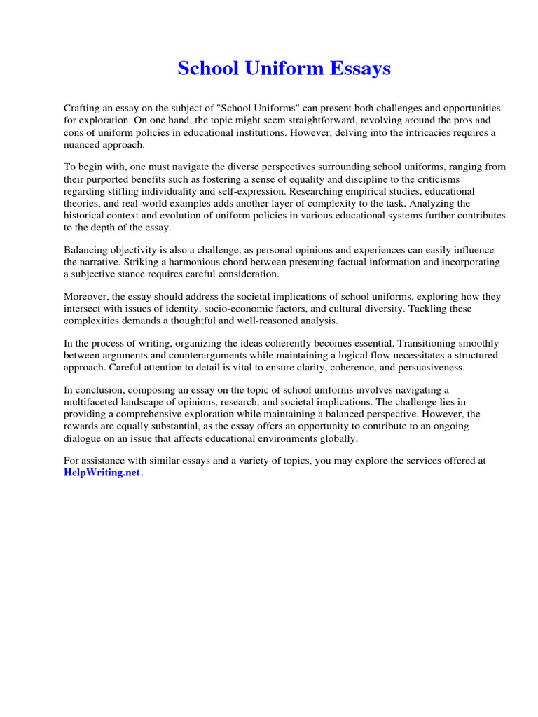 School Uniform Essays PDF Pentecostalism Virtualization