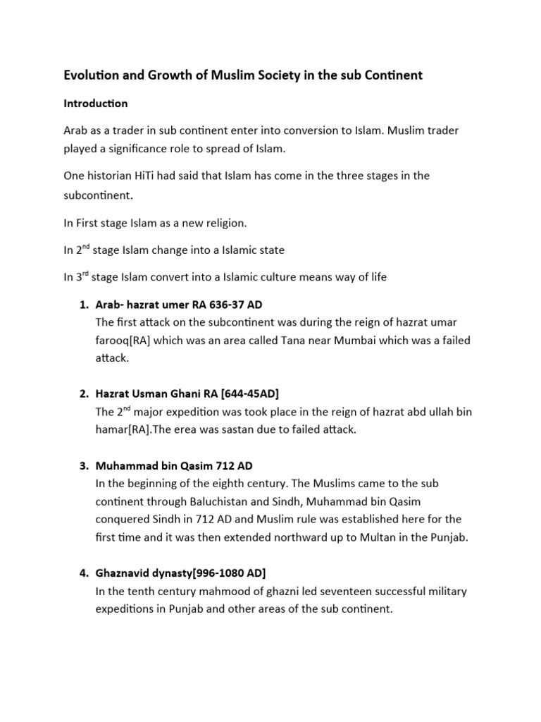 Evolution of Muslim Society in Subcontinent | PDF | Mughal Empire ...