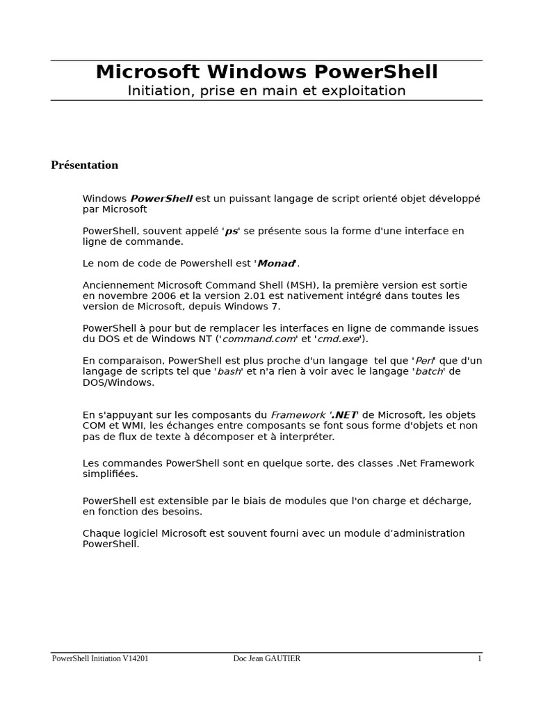 Introduction à Windows PowerShell | PDF | Développement de logiciel ...