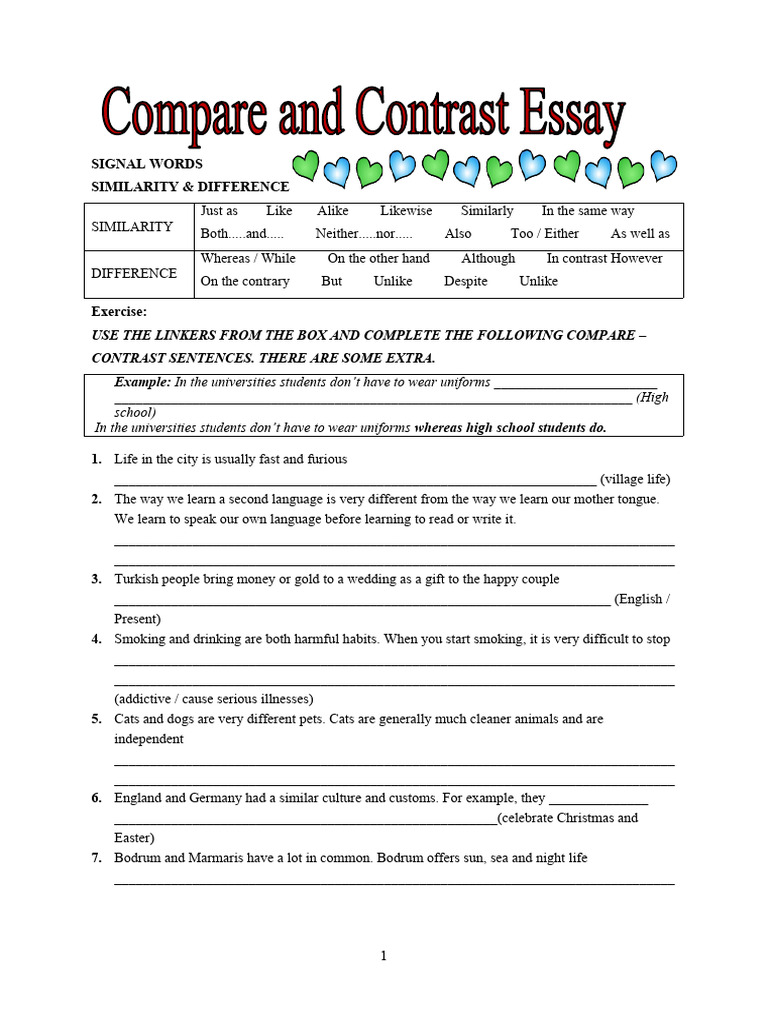Signal Words for Comparison and Contrast | PDF | Telephone | Adverb