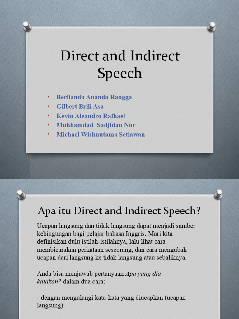 Direct and Indirect Speech | PDF | Grammar | Linguistic Morphology