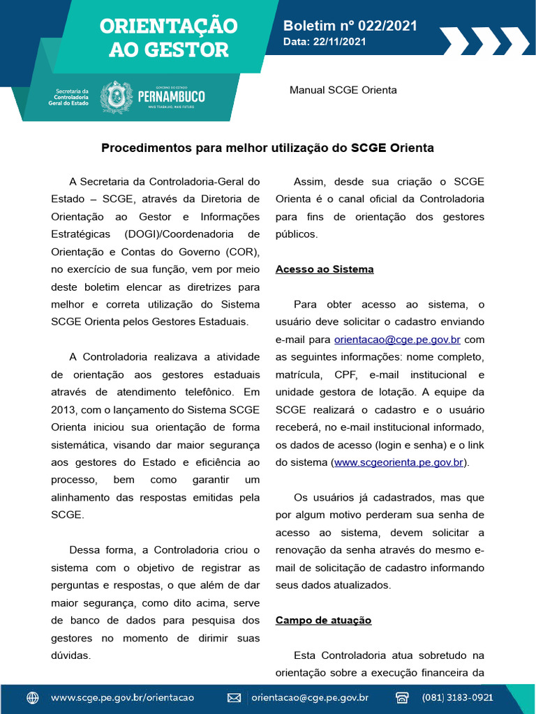 Diretrizes para Uso do SCGE Orienta | PDF | Estado | Orçamento