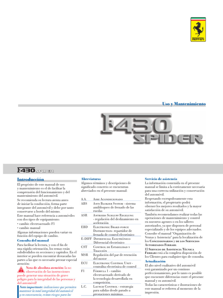 Manual Ferrari F430 | PDF | Neumático | Formula Uno