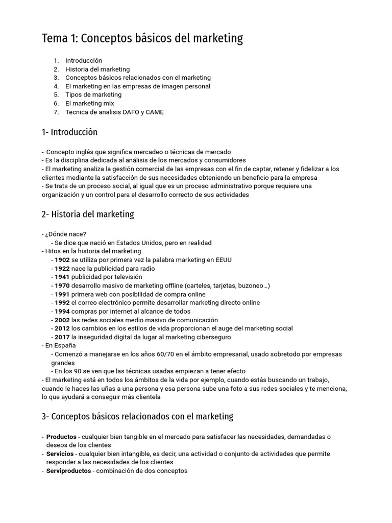 Tema 1 - Conceptos Básicos Del Marketing | PDF | Marketing | Mercado ...