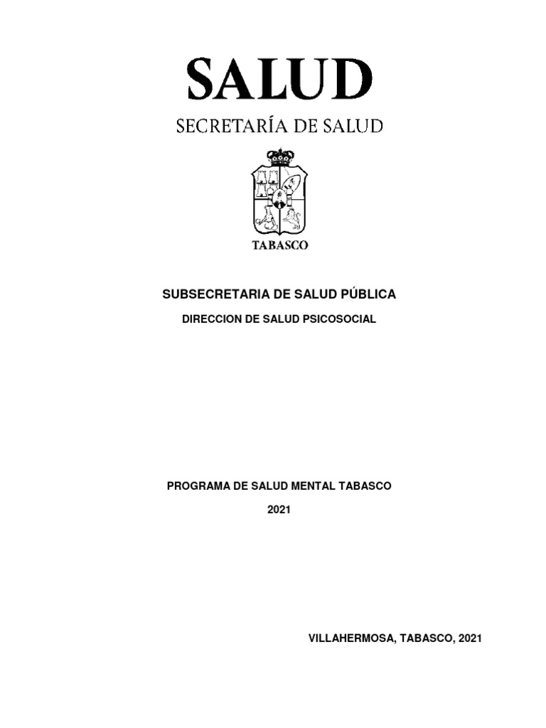 Programa salud mental tabasco 2021 pdf esquizofrenia depresi n