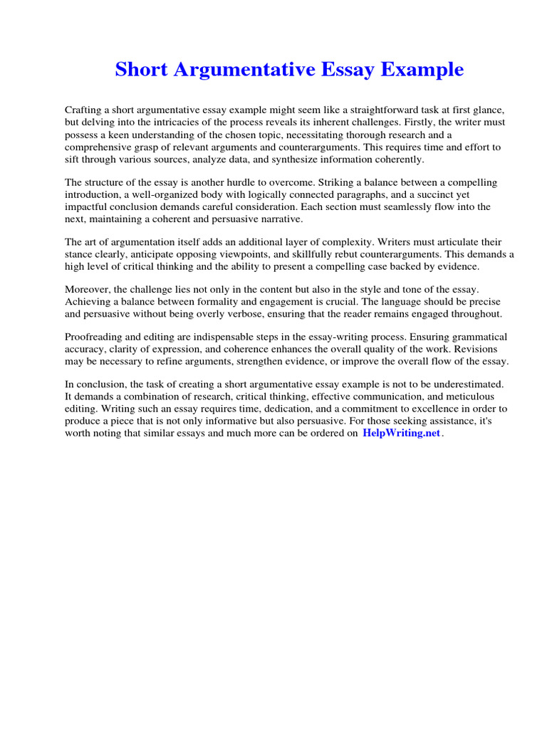 Short Argumentative Essay Example PDF Set (Mathematics) Infinity