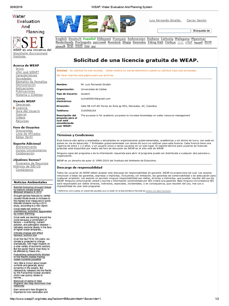 WEAP: Gestión del Agua Académica | PDF | Informática