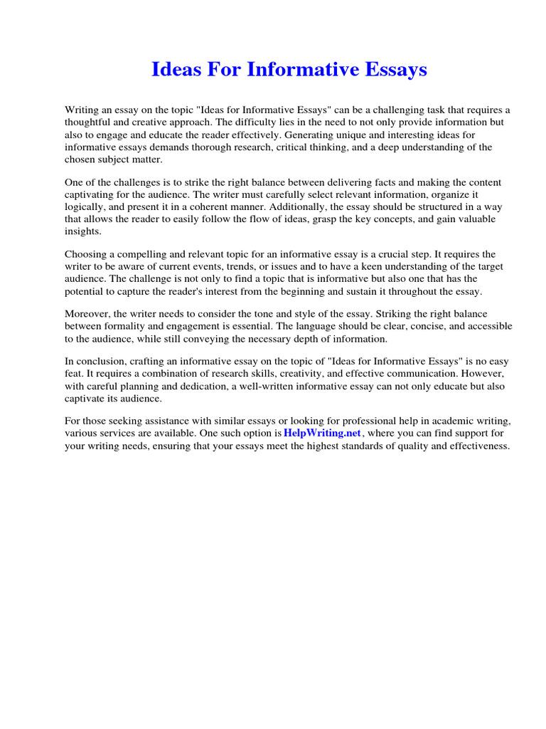 Informative Essay Writing Tips | PDF | Essays