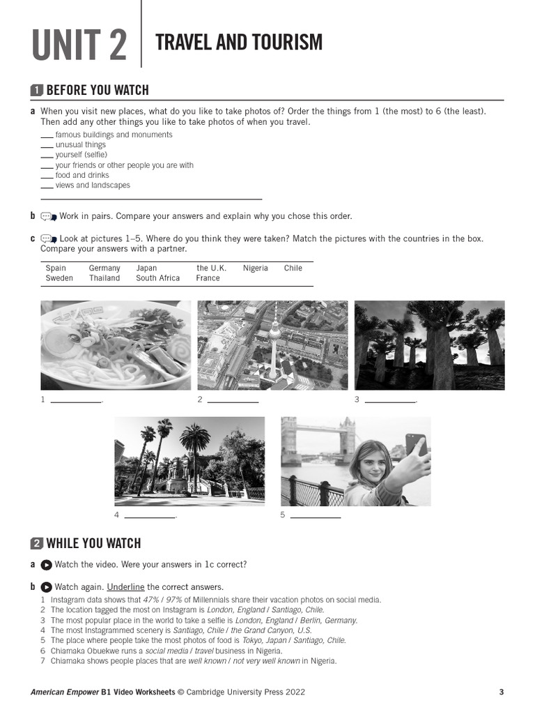 Empower Pre-Intermediate Video Activity Sheet Unit 2 | PDF