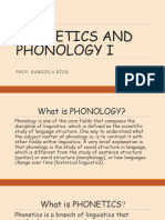 Phonetics and Phonology I
