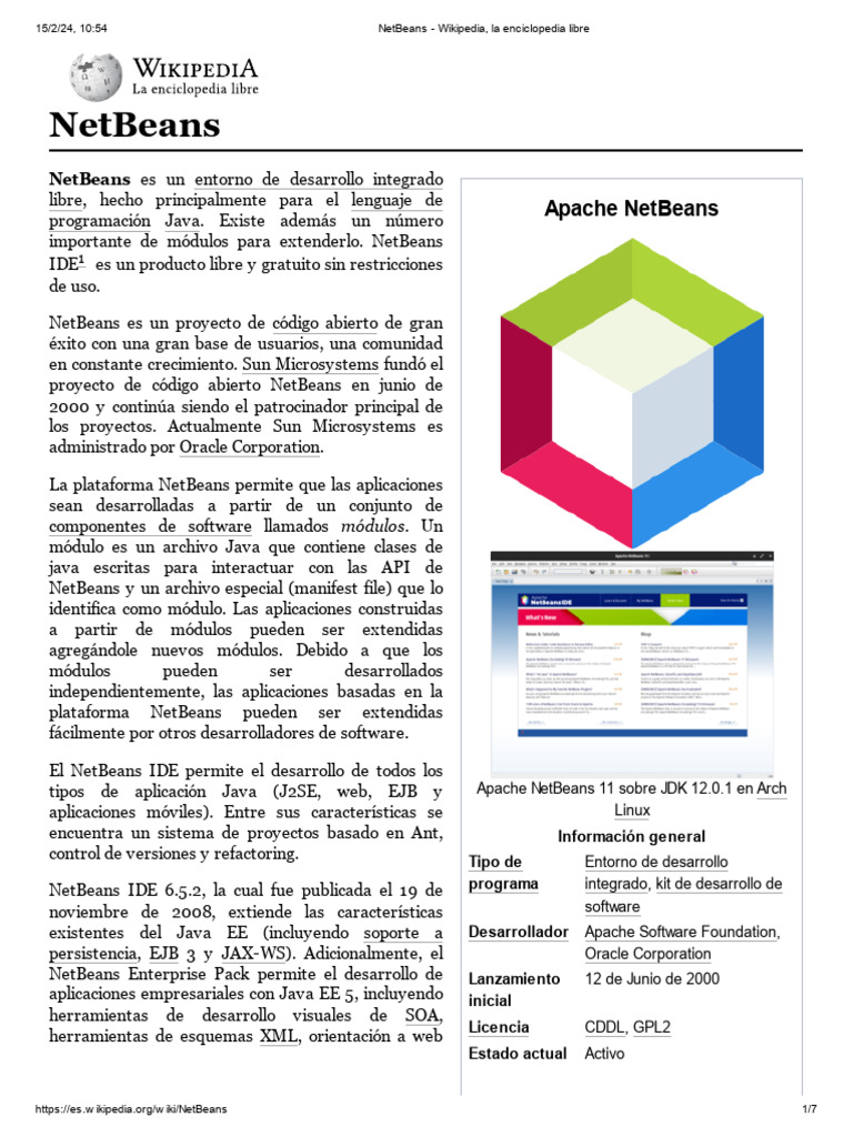 NetBeans - Wikipedia, La Enciclopedia Libre | PDF | Aplicaciones y ...