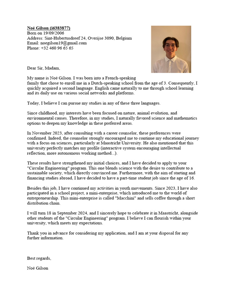 Motivation Letter for Maastricht University | PDF