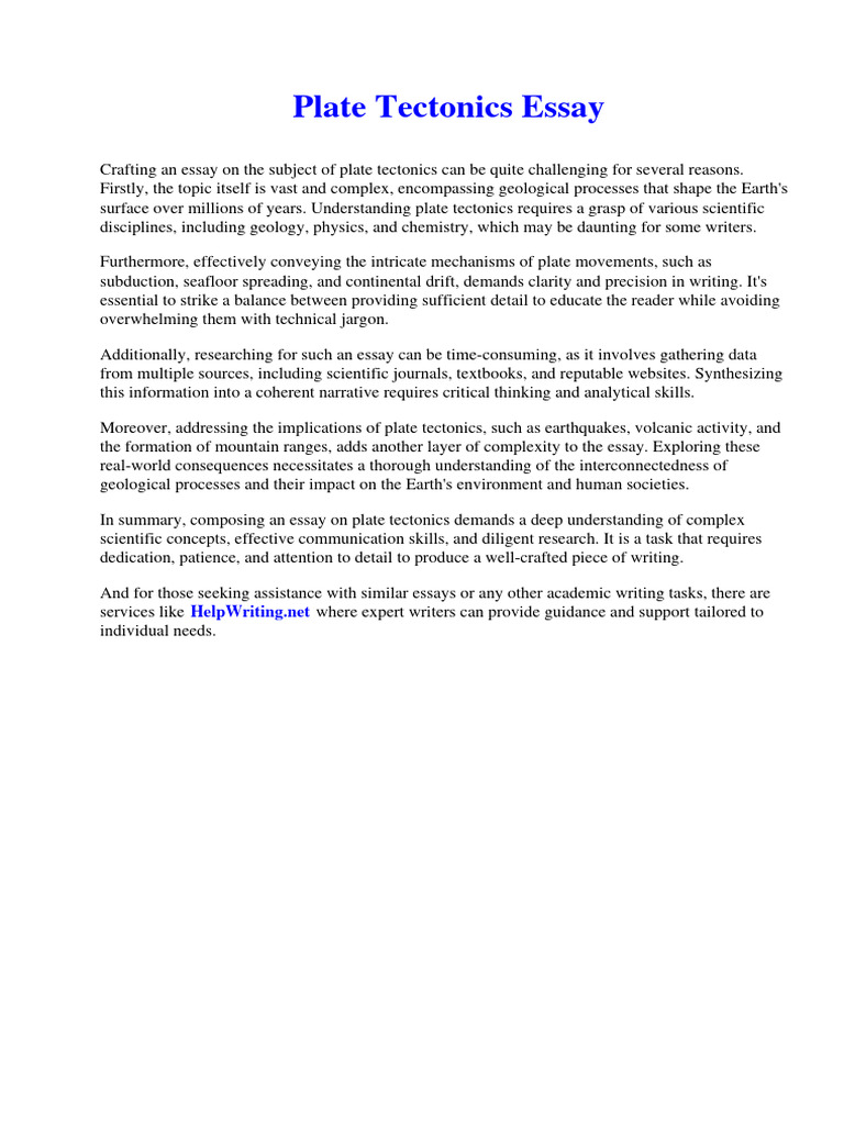 Plate Tectonics Essay PDF Plate Tectonics Jesus