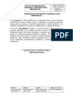 SST-PLT-003 Politíca de Preparación, Prevención y Respuesta Ante Emergencias