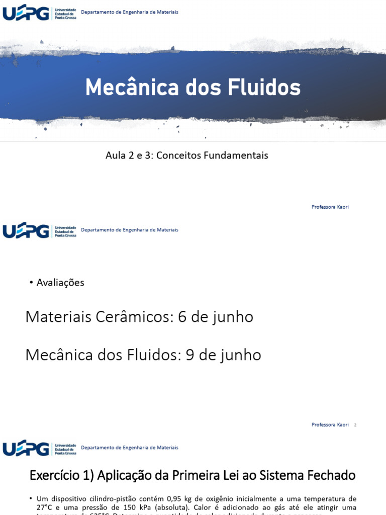 Mecânica Dos Fluidos - Aulas 2 e 3 | PDF | Mecânica dos fluidos ...