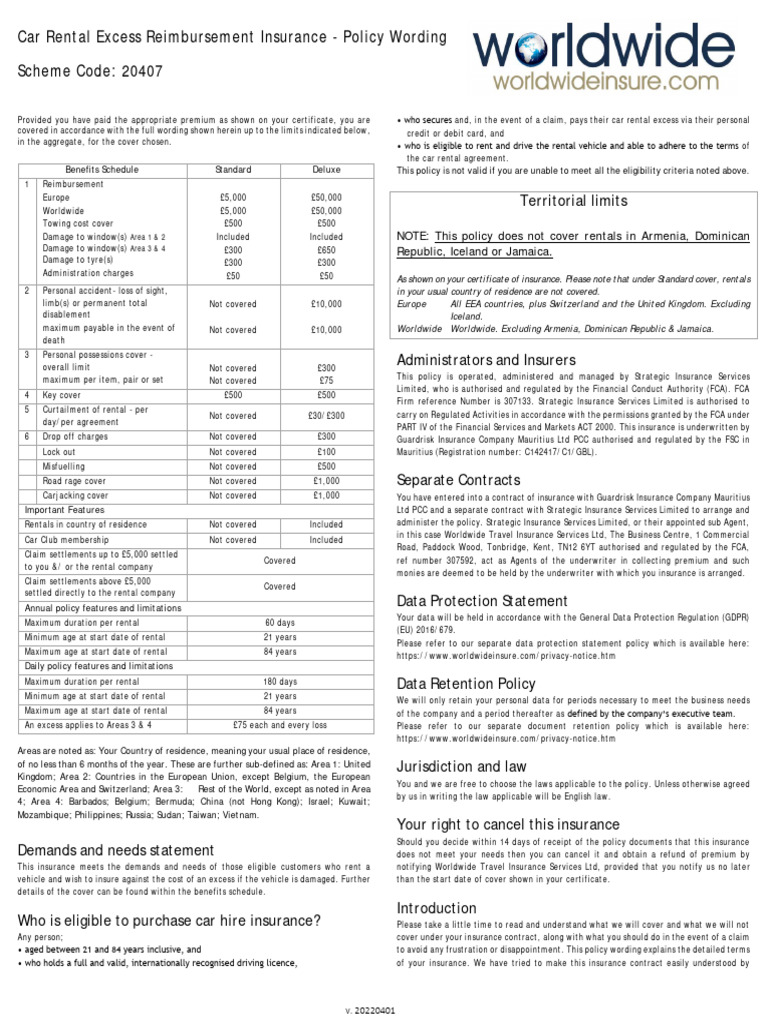 Worldwideinsure Car Rental Insurance Guide | PDF | Insurance | Car Rental