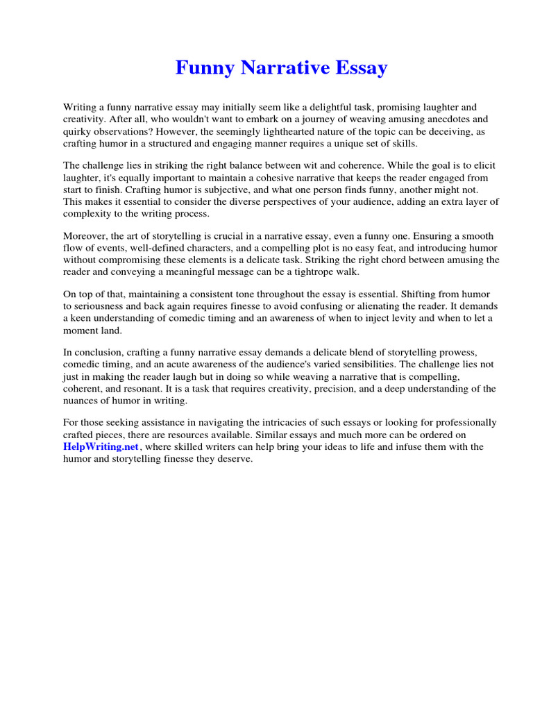 Funny Narrative Essay PDF Mental Disorder Seven Deadly Sins