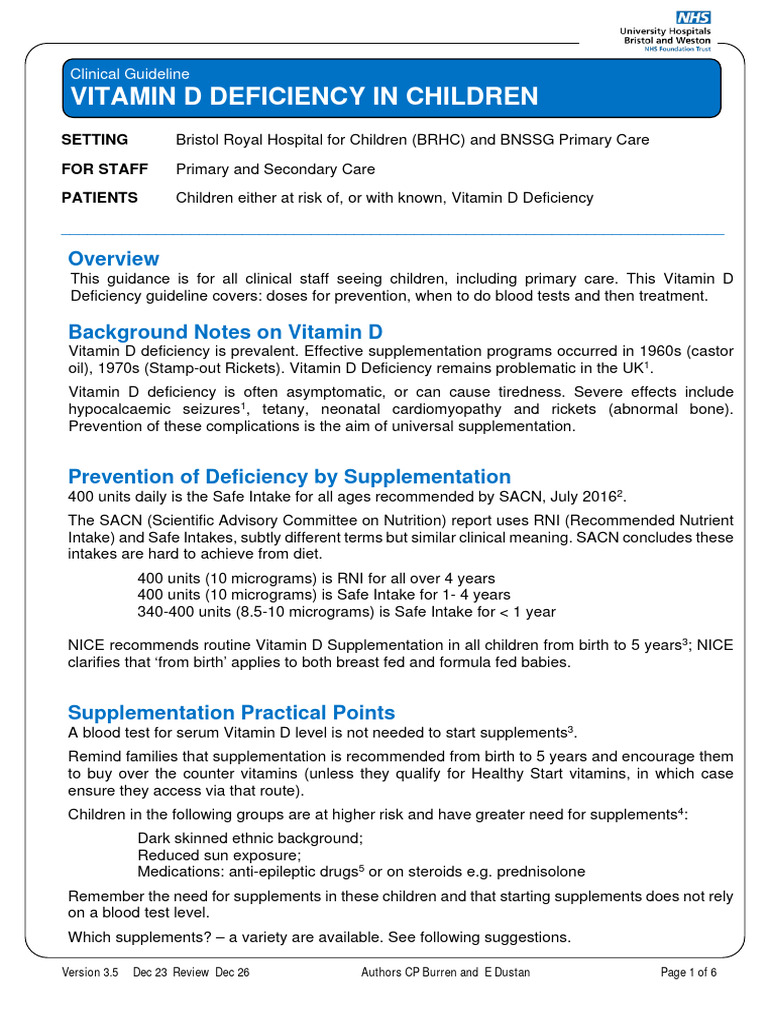 Vitamin D Deficiency in Children-3 - 5 | PDF | Vitamin D | Vitamin