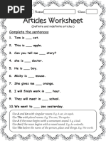 Articles Worksheet 3