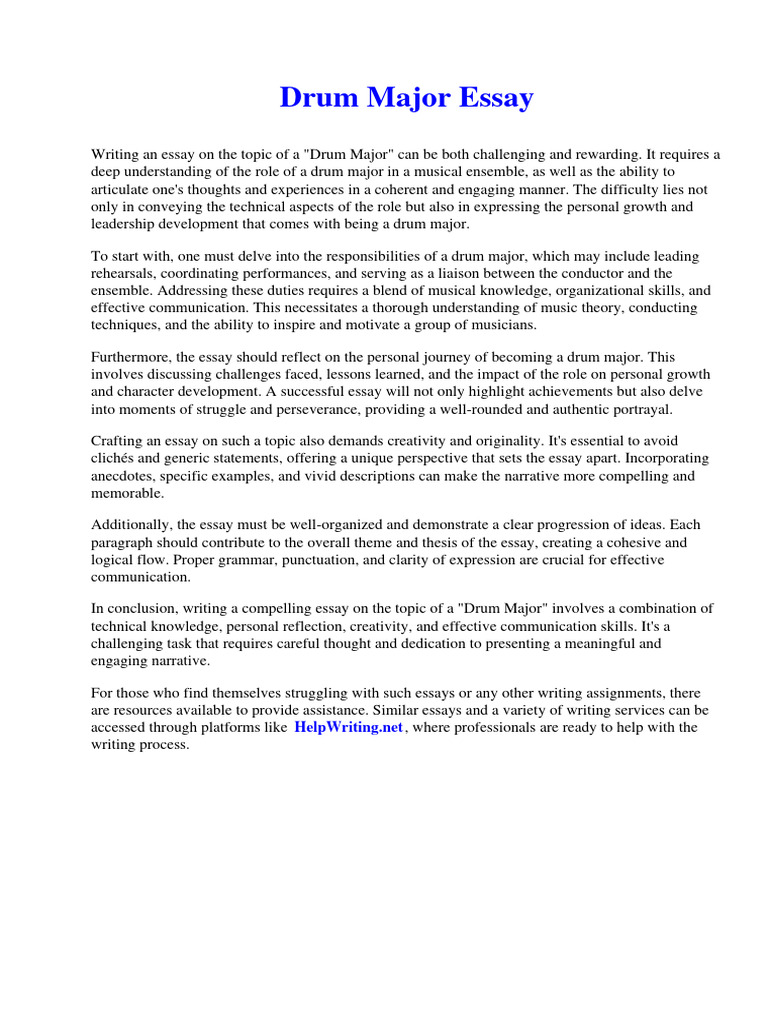 Drum Major Essay PDF Macroeconomics Essays