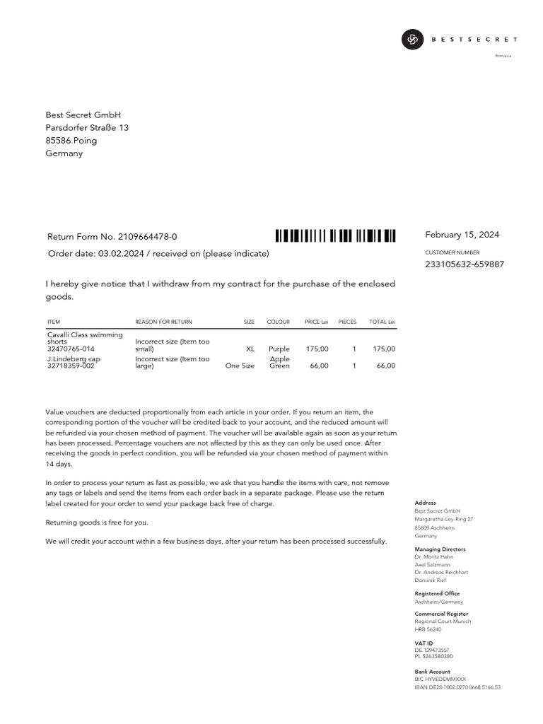 Return Instructions for Customers | PDF | Payments | Service Industries